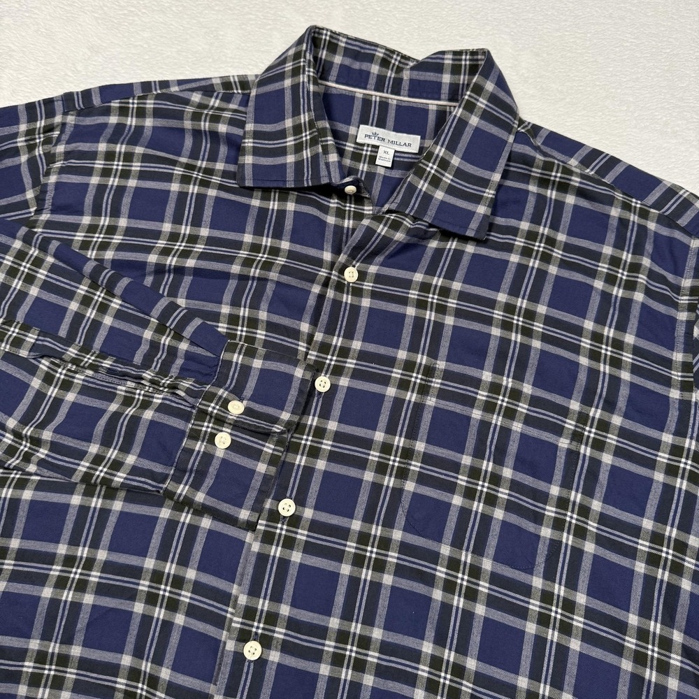 Peter Millar Shirt Mens XL Plaid‎ Button Down Long Sleeve Casual Classic Dress